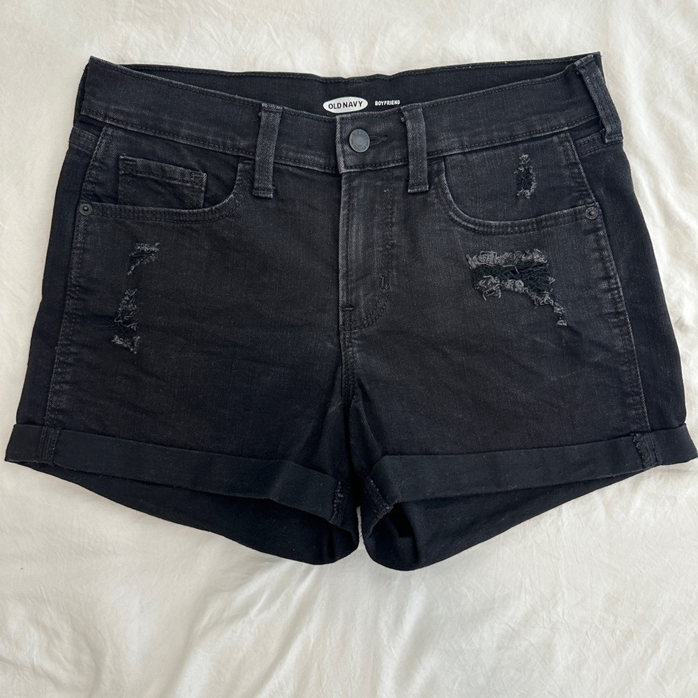 Old Navy Women's Black Distressed Jean Shorts
